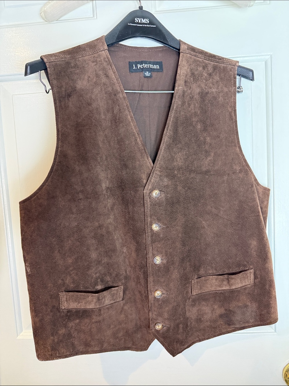 J. Peterman Brown Suede Button-Front Vest